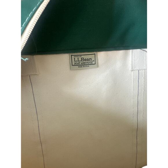 L.L.Bean Boat and Tote bag with green trim and the embroidered initials "JKW" - Picture 7 of 7